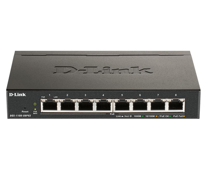 D-Link-DGS-1100-08PV2-switch-di-rete-Gestito-L2-L3-Gigabit-Ethernet--10-100-1000--Supporto-Power-over-Ethernet--PoE--Nero