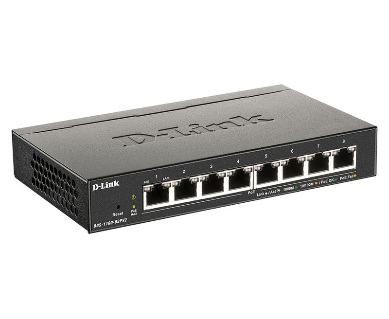 D-Link-DGS-1100-08PV2-switch-di-rete-Gestito-L2-L3-Gigabit-Ethernet--10-100-1000--Supporto-Power-over-Ethernet--PoE--Nero