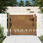 vidaXL Cancello da Giardino 105x105 cm in Acciaio Corten Design Erba