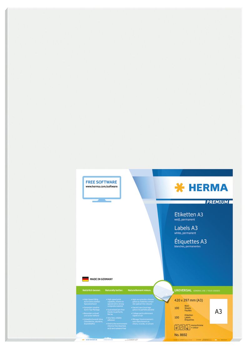 HERMA-8692-etichetta-autoadesiva-Rettangolo-Permanente-Bianco-100-pezzo-i-