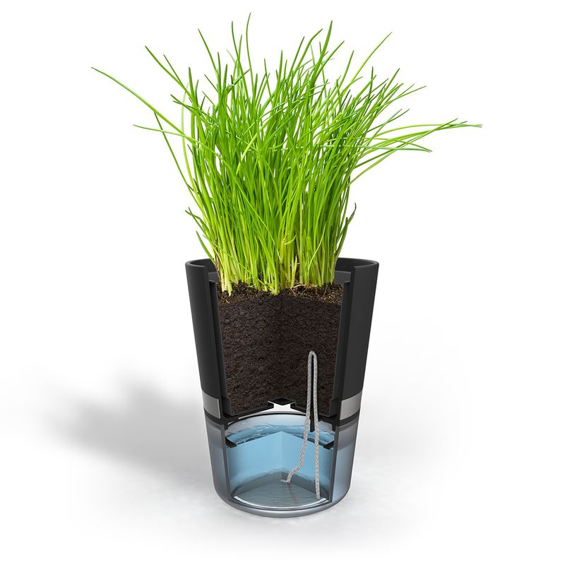 GEFU-BOTANICO-Vaso-per-erbe-aromatiche-Libera-installazione-Plastica-Stainless-steel-Nero