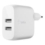 Belkin WCB002VFWH Caricabatterie per dispositivi mobili Smartphone, Tablet Bianco AC Interno (DUAL USB-A CHARGER - 24W W