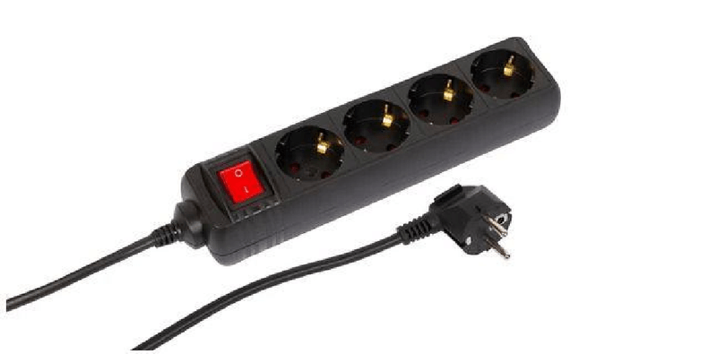 4-way-Schuko-Socket-on-off---switch-1.5M-Black---Warranty--300M