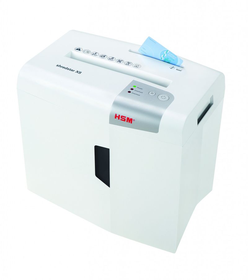 HSM-X8-distruggi-documenti-Taglio-a-particelle-58-dB-22-cm-Argento-Bianco