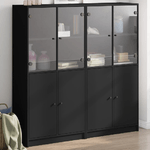 vidaXL Libreria con Ante Nera 136x37x142 cm in Legno Multistrato