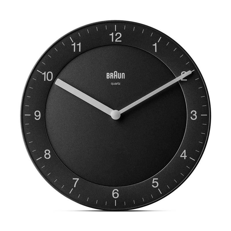 Braun-BC-06-B-Quarzwanduhr-analog-schwarz-Parete-Quartz-clock-Cerchio-Nero