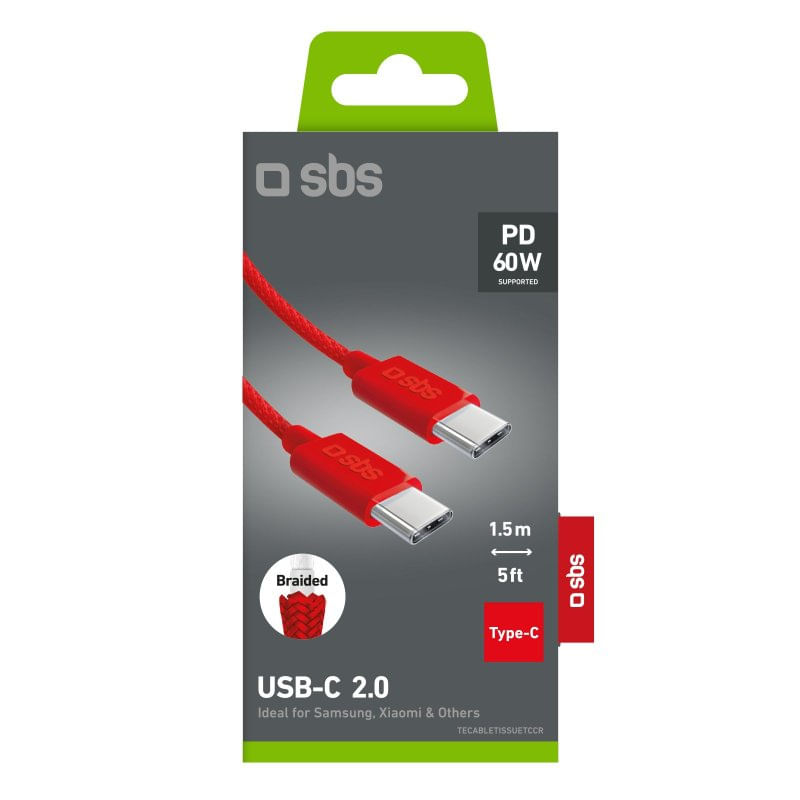 SBS-TECABLETISSUETCCB-cavo-USB-15-m-USB-2.0-USB-C-Rosso