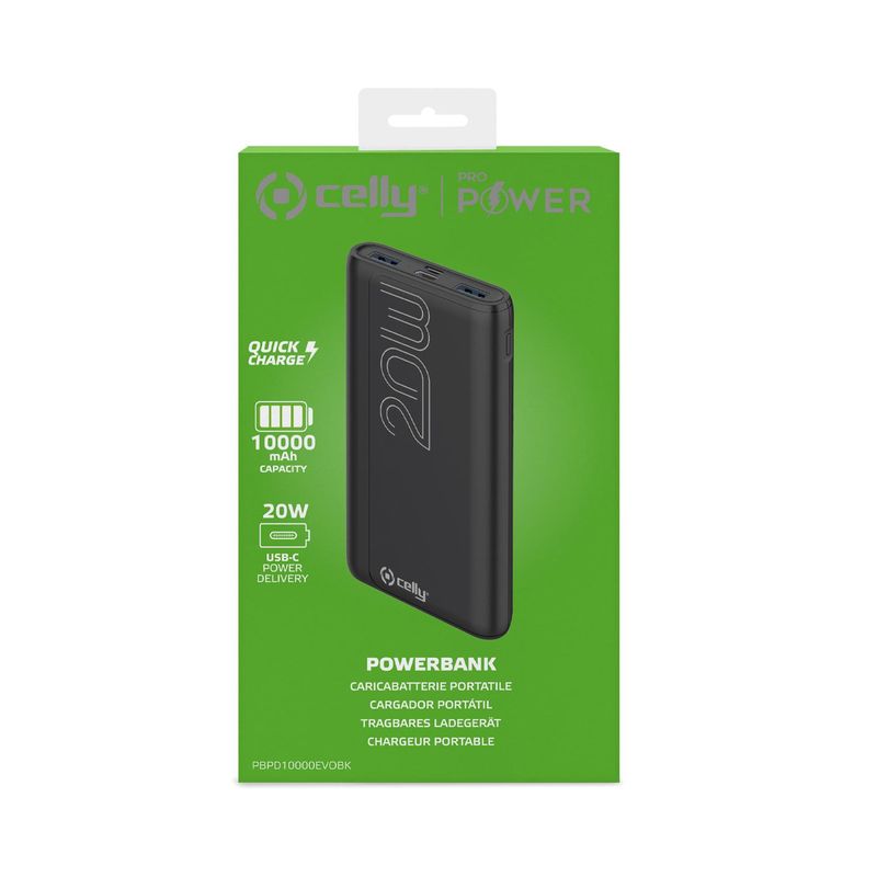 Celly-PBPD10000EVOBK-batteria-portatile-10000-mAh-Nero