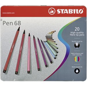 Stabilo Pennarello Premium - STABILO Pen 68 - Scatola in Metallo da 20 - Colori assortiti