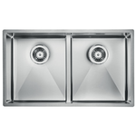 Lavello ZEFFIRO F3" 2 vasche  ACCIAIO INOX, incasso SLIM - SOTTOTOP - FILOTOP 74,5X44  prof. 19