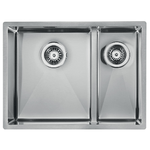 Lavello ZEFFIRO F3" 2 vasche sinistre ACCIAIO INOX, incasso SLIM - SOTTOTOP - FILOTOP 58,5X44  prof. 19