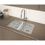 Lavello EVHOC serie LUMIUM XL SOTTOTOP 74X44 cm due vasche SOTTOTOP acciaio inox AISI 304 18/10