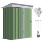 Outsunny Casetta da Giardino Porta Attrezzi in Acciaio con Porta Bloccabile, 161x95x163/181cm, Verde