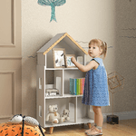 ZONEKIZ-Libreria-per-Bambini-3-6-Anni-a-3-Livelli-per-Libri-e-Giochi-in-MDF-e-Legno-di-Pino-65x25x108.5-cm-Bianco