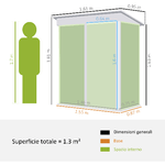 Outsunny-Casetta-da-Giardino-Porta-Attrezzi-in-Acciaio-con-Porta-Bloccabile-161x95x163-181cm-Verde