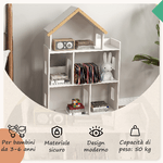 ZONEKIZ-Libreria-per-Bambini-3-6-Anni-a-3-Livelli-per-Libri-e-Giochi-in-MDF-e-Legno-di-Pino-65x25x108.5-cm-Bianco