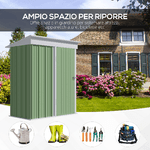 Outsunny-Casetta-da-Giardino-Porta-Attrezzi-in-Acciaio-con-Porta-Bloccabile-161x95x163-181cm-Verde