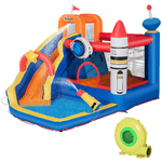 Outsunny Gioco Gonfiabile per Bambini 3-8 Anni a tema Spazio con Borsa, 11 Paletti e Toppe Inclusi, 340x270x227 cm