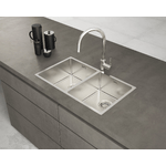 Lavello EVHOC serie LUMIUM XL 74X44 cm due vasche sopratop acciaio inox AISI 304 18/10