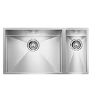 Lavello FILO QUADRA 3"  2 vasche SINISTRE ACCIAIO INOX SOTTOTOP 79X45 PROF. 19