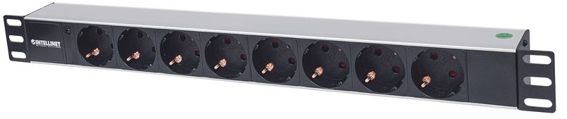 Intellinet-714037-unitAA -di-distribuzione-dell-energia--PDU--8-presa-e--AC-1U-Alluminio-Nero