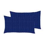 Set 2 federe coppia di federe bifaccia doubleface stampa digitale 100% cotone Made in Italy POIS BINCHI SU BLU