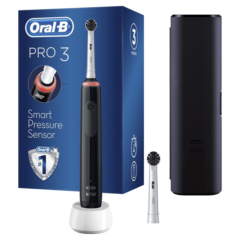 Oral-B-PRO-Spazzolino-Elettrico-Ricaricabile-3-3000-Nero-2-Testine-1-Spazzolino