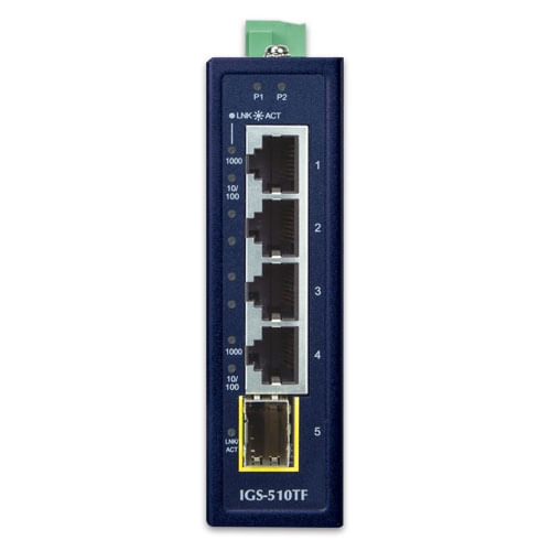 PLANET IGS-510TF switch di rete Non gestito Gigabit Ethernet [10/100/1000] Blu (IP30 Compact size 4-Port - 10/100/1000T