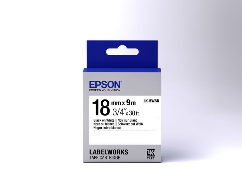 Epson-Nastro-fondo-Standard-Bianco-per-testo-Nero-18-9-LK-5WBN