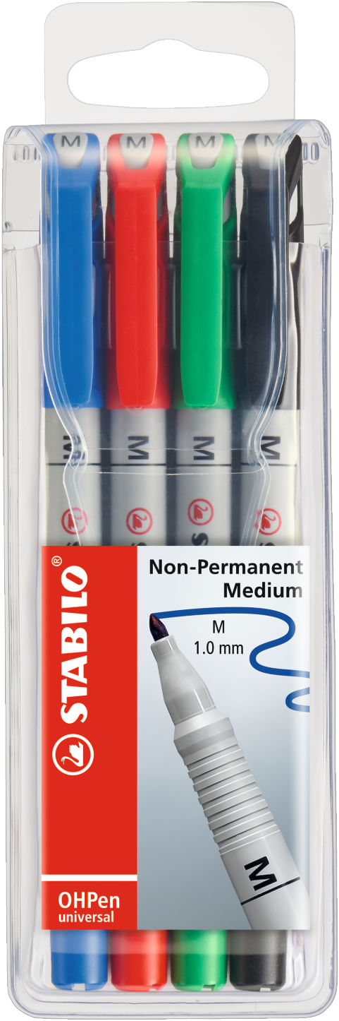 STABILO-OHPen-evidenziatore-4-pz-Nero-Blu-Verde-Rosso