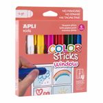 Apli-Kids-Color-Sticks-Window-Pack-6-Tempere-Solide-6gr---Speciali-per-Designe-e-Dipingere-su-Vetro---Facile-Lucidatura-