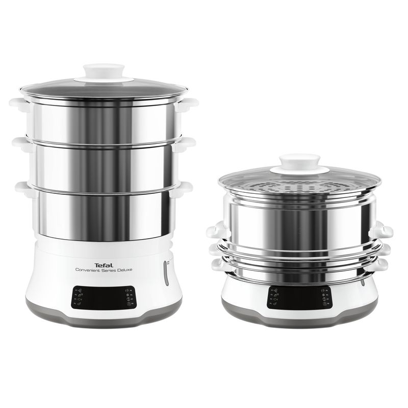 Tefal-Convenient-Series-Deluxe-VC502D10-pentola-a-vapore-3-cestello-i-Superficie-piana-900-W-Acciaio-inossidabile