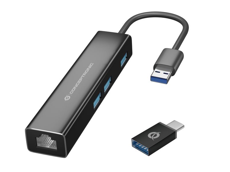 Conceptronic-DONN07BA-replicatore-di-porte-e-docking-station-per-laptop-USB-3.2-Gen-1--3.1-Gen-1--Type-A-Nero