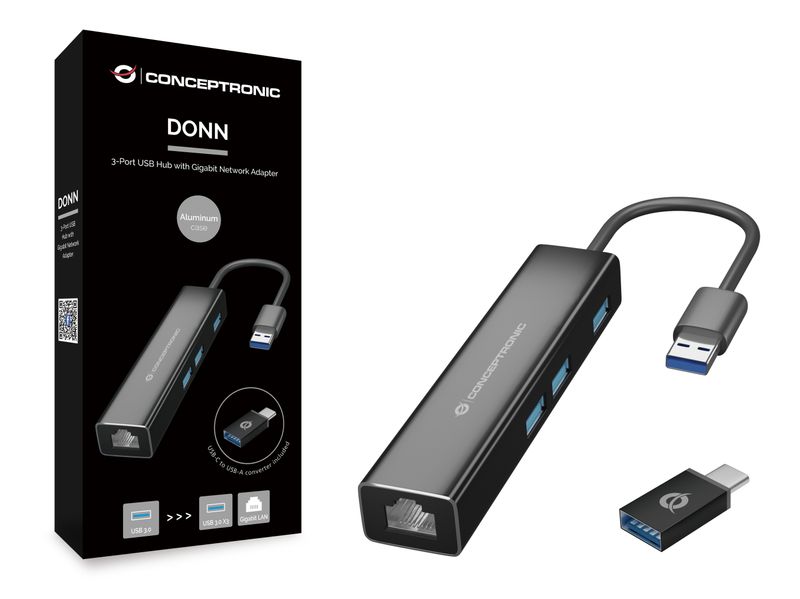Conceptronic-DONN07BA-replicatore-di-porte-e-docking-station-per-laptop-USB-3.2-Gen-1--3.1-Gen-1--Type-A-Nero