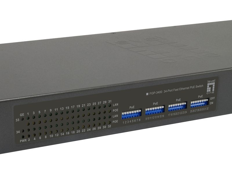 LevelOne-FGP-3400W380-switch-di-rete-Non-gestito-Fast-Ethernet--10-100--Supporto-Power-over-Ethernet--PoE--Nero
