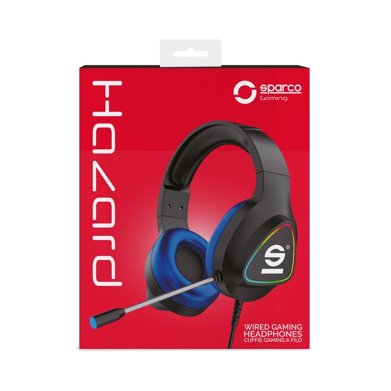 Sparco-SPHEADPHONEPRO-cuffia-e-auricolare-Cablato-A-Padiglione-Giocare-USB-tipo-A-Nero-Blu