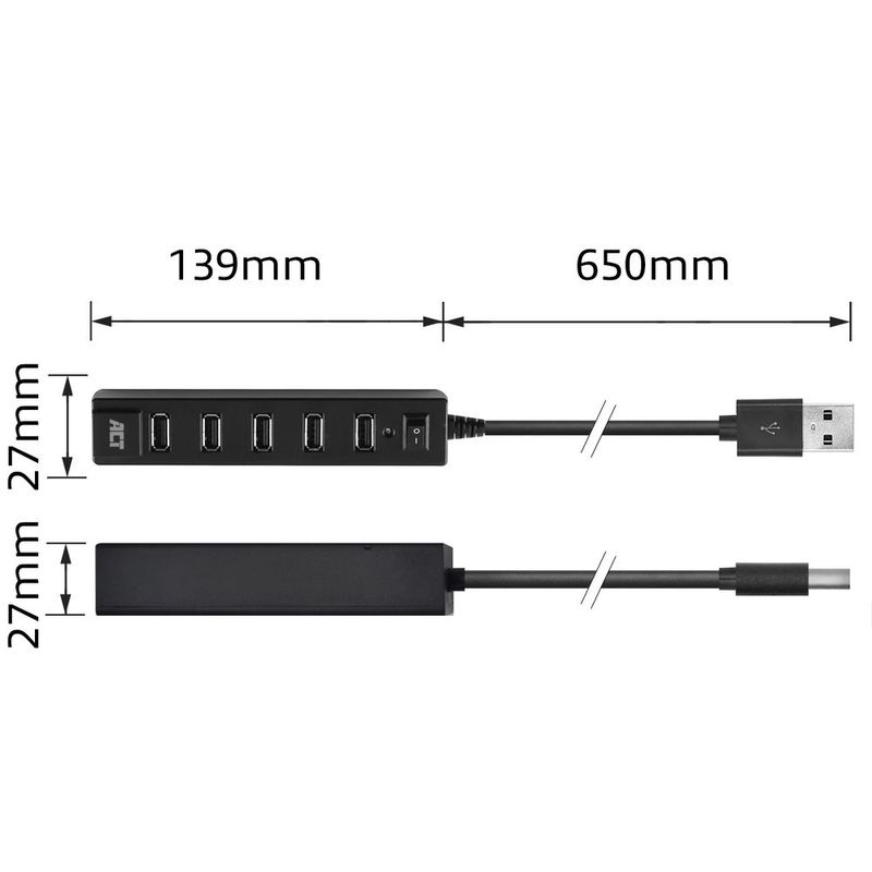 Hub-interfaccia-ACT-AC6215-USB-2.0-480-Mbit-s-Nero
