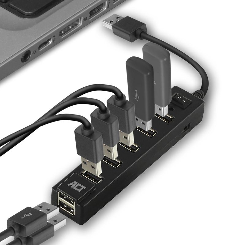 Hub-interfaccia-ACT-AC6215-USB-2.0-480-Mbit-s-Nero