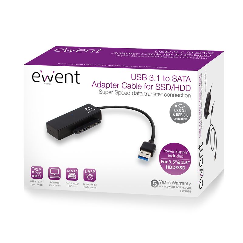 EWENT-CAVO-ADATTATORE-DA-USB-3.0-A-SATA-PER-HDD-SSD-25--E-35--CON-ALIMENTATORE-EW7018