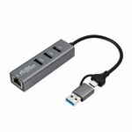 Microconnect USBHUB-RJ45-2IN1 hub di interfaccia USB 3.2 Gen 1 [3.1 Gen 1] Type-A 5000 Mbit/s Nero (USB 3.0 Hub 4-Port w