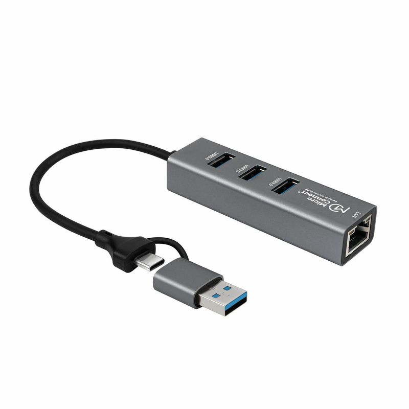 Microconnect-USBHUB-RJ45-2IN1-hub-di-interfaccia-USB-3.2-Gen-1--3.1-Gen-1--Type-A-5000-Mbit-s-Nero--USB-3.0-Hub-4-Port-w