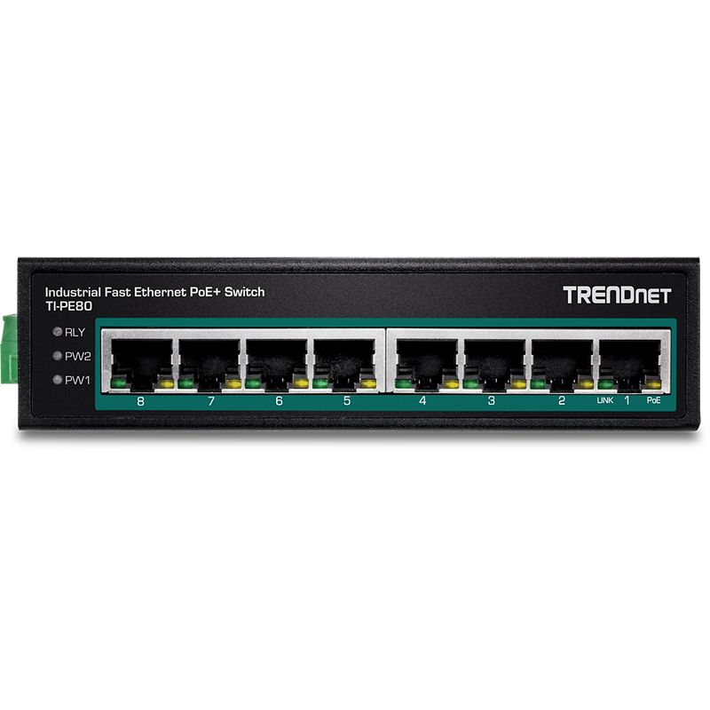 Trendnet-TI-PE80-switch-di-rete-Non-gestito-Fast-Ethernet--10-100--Supporto-Power-over-Ethernet--PoE--Nero--TRENDnet-TI-