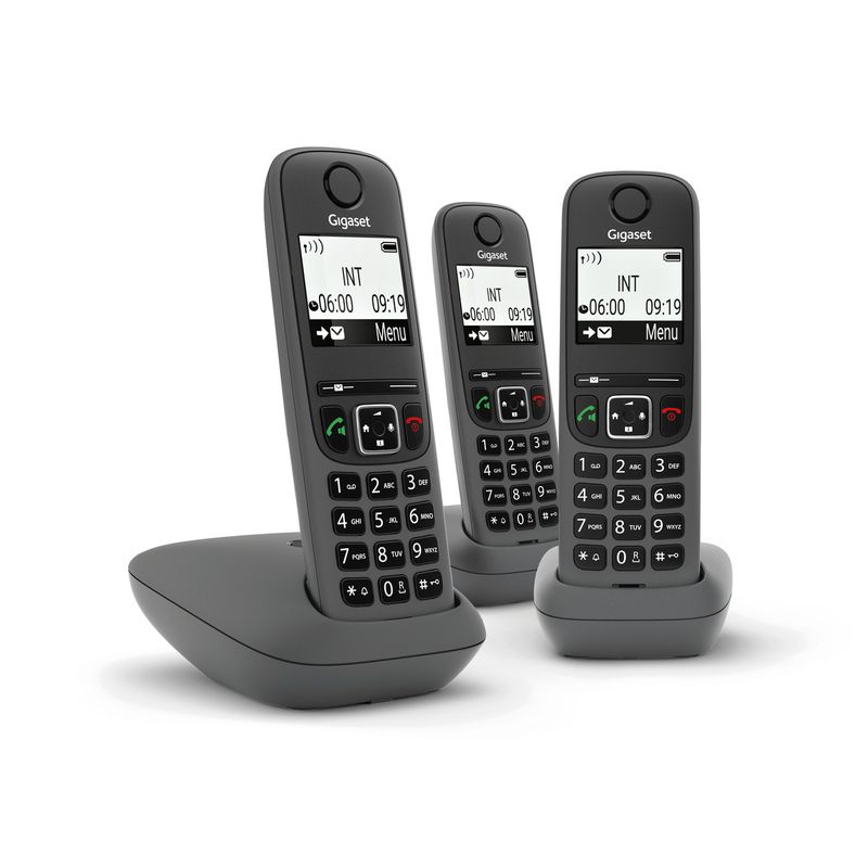 Gigaset-AS490-Trio-Telefono-analogico-DECT-Identificatore-di-chiamata-Nero