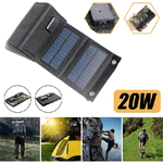 Trade Shop Traesio-pannello Solare Pieghevole 20w Caricabatterie Telefono Campeggio Trekking Usb 5v -