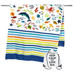 TELO MARE fouta PESCI COLORATI misura GRANDE con zaino Spiaggia KEEP CALM CM.100X200