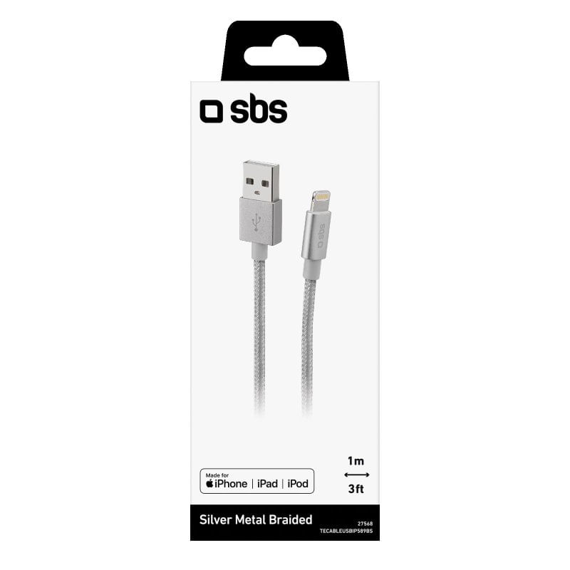 SBS-TECABLEUSBIP589BS-cavo-Lightning-1-m-Argento