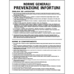 CARTELLI SEGNALATORI Cartello segnalatore - 50x67 cm - NORME GENERALI PREVENZIONE INFORTUNI - polionda - Cartelli Segnalatori