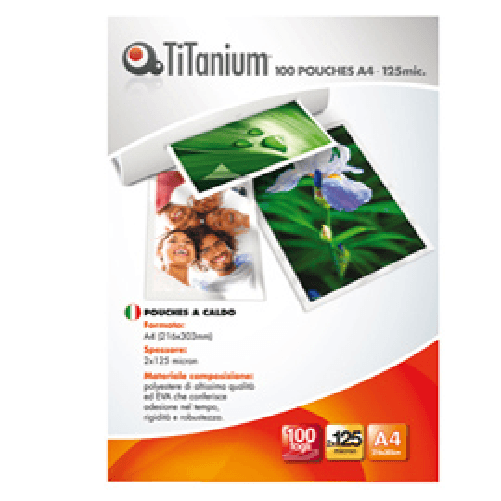 TITANIUM Pouches - A4 - 216x330 mm - 2x125 micron - Titanium - conf. 100 pezzi
