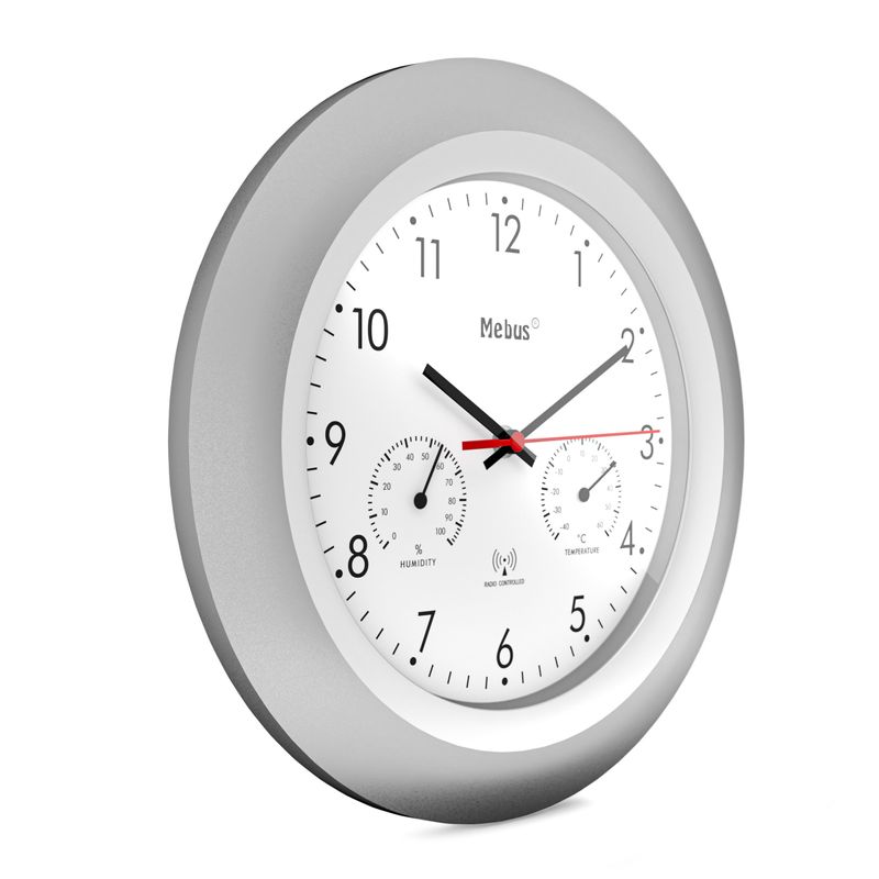 Mebus-19450-wall-table-clock-Parete-Digital-clock-Rotondo-Argento-Bianco