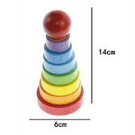 Trade Shop Traesio-torre Conica Di Grimm Gioco In Legno Piramide Anelli Impilabili Montessori 14x6 -